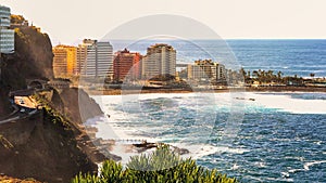 View of the district Martianez, the hotel and tourist area of Puerto de la Cruz.