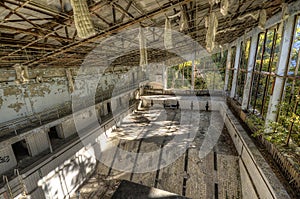 View from diving board in Asure swimming pool in Pripyat (HDR)