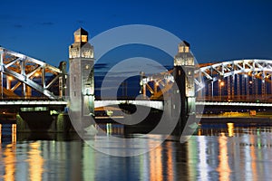 View divorcement of the bridge of Peter the Great. St. Petersburg