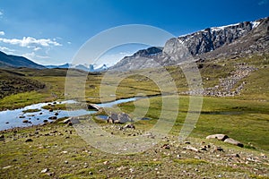 View from Djuku pass to river and mountains