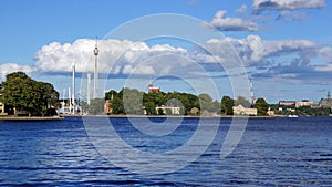 View on DjurgÃ¥rden from Skeppsbron in Stochholm