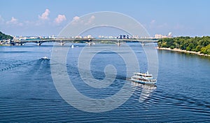 View of Dnieper river and Metro bridge