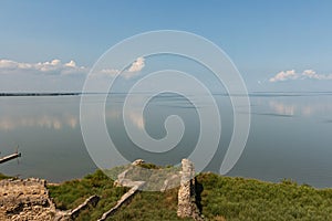 View of the Dniester estuary on a sunny day. Ukraine