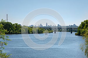 View of Dnipro river in Kyiv, Ukraine