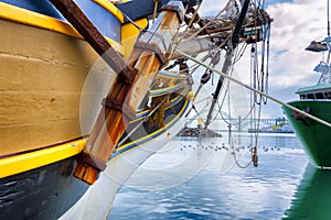 View from dock around Lady Washington`s Bow