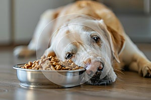 View of dog with food