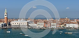 View of the Doge`s palace the Campanile and Riva Degil Schiavoni