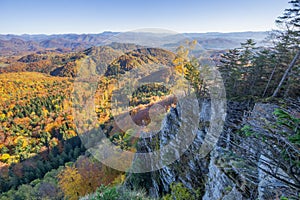 View from Dolna skala rock in Kremnicke vrchy mountains during autumn