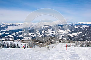 View of dolomites alps covered with snow from the gerlitzen mountain near villach....IMAGE