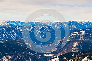 View of dolomites alps covered with snow from the gerlitzen mountain near villach....IMAGE