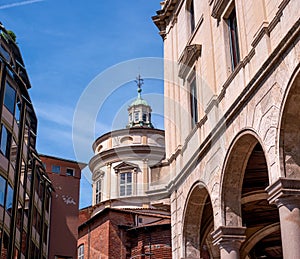 View of the dome of the church of San Fedele in Milan, Italy.