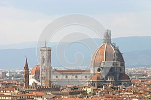 View of Dome in Florence with Torre di Giotto