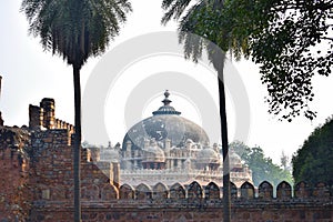 View of the dome of Isa Khan`s tomb in Delhi photo