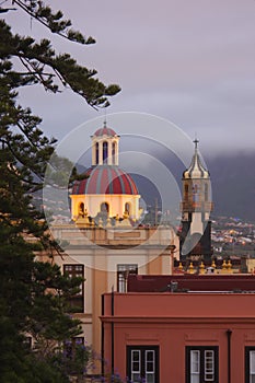 View of the dome and one of the towers of the church of Our Lady of the Immaculate Conception in La Orotava, Tenerife photo