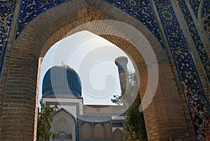 View of the Dome of the Sher-Dor arches in Samarkand