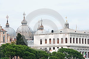 View of the domes of the Saint Mark`s Basilica, Venice