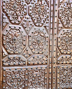 View of the door of Santa Maria, in Astorga, Spain. photo