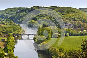 View of Dordogne river, France