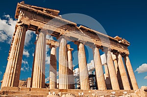 View of doric columns in the eastern side of the Parthenon