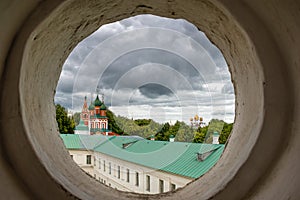 View through the dormer window of the bell tower
