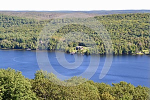 View from Dorset lookout tower towards Lake of Bays and forested landscape