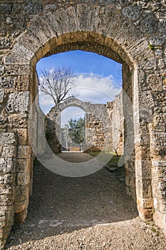 View of double arch in the medieval town of San Gimignano in Tuscany