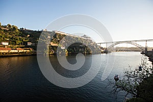 View of Douro river and Dom Luis I bridge, Porto