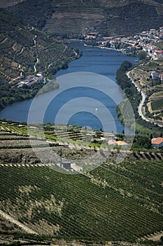 A view of the Douro River Valley and Pinhao town, Portugal.