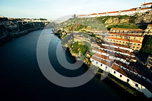 View of the Douro river and Vila Nova de Gaia coast, Porto, Portugal. photo