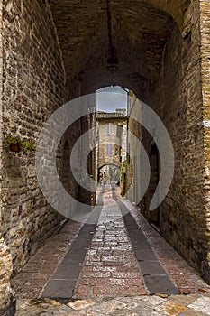 A view down an Alley in Assisi, Umbria