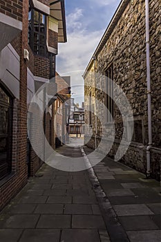 A view down an alleyway in Southampton, UK