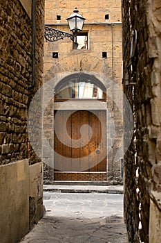 View down an ancient alley in Florence