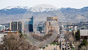 View down Capital Bouvard of the city of Boise Idaho