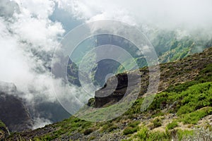 View down from mountain peak. Pico do Arieiro on Madeira photo