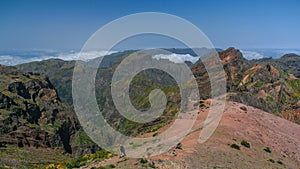 View down over the clouds from slopes of Pico do Arieiro, Madeira timelapse photo