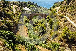 A view down the ravine of Cazadores near Nerja, Spain