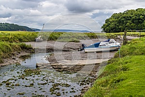 A view down the River Coran towards the River Taf, Pembrokeshire, South Wales