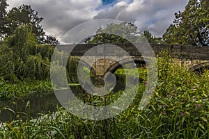 A view down the River Eye in Melton Mowbray, Leicestershire, UK