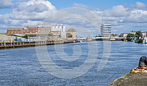 A view down the River Yare in the Norfolk town of Great Yarmouth