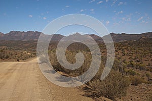 View down the road to national park and Ikara-Flinders Ranges