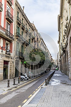 A view down a side street of the Rambles in Barcelona photo