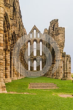 View down side of Whitby Abbey, Yorkshire