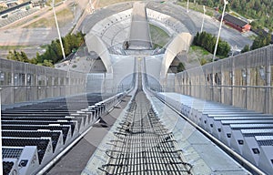 View down from skijump tower