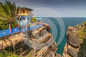 View down of Swami Rock from the Koneswaram Hindu temple in the Trincomalee, Sri Lanka photo