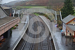 A view down the tracks through the station