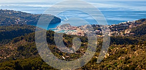 View down the valley with Port de Soller town