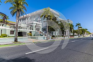 A view down the west side of Constitutional Avenue in San Juan, Puerto Rico