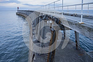 View down Whitby East Pier