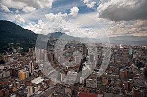 View of downtown Bogota in Colombia from above photo