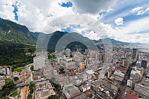 View of downtown Bogota in Colombia from above photo